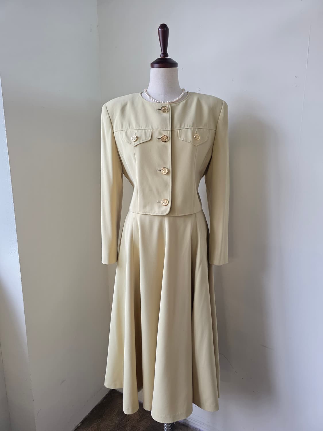 금장 버튼 롱 스커트 셋업 상품이미지3