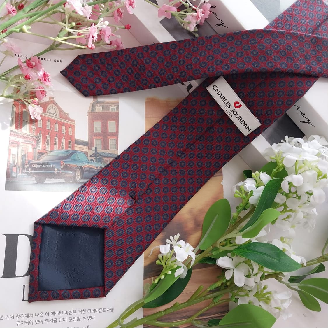 샤를주르당 실크 와인 도트 패턴 넥타이 8.1cm A+등급 K2358
 상품이미지5
