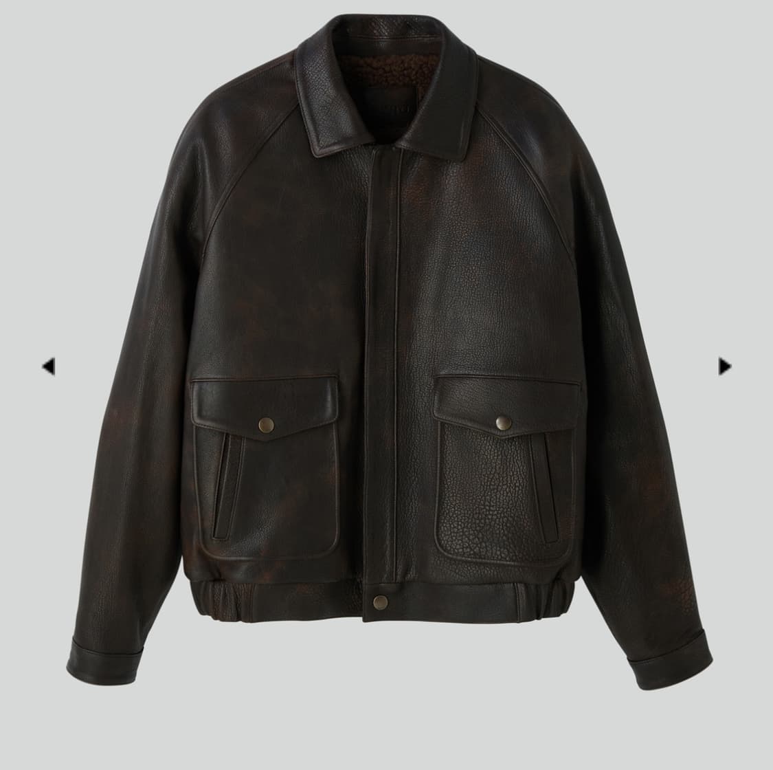 렉토 25FW 오버사이즈 시어링 양털 무스탕  레더 점퍼 자켓 브라운 상품이미지1