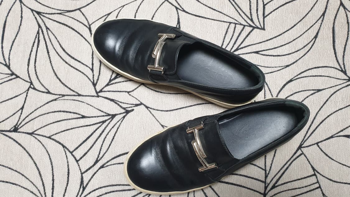 토즈 블랙 더블T 가죽 여성 슬립온 37 235~40 상품이미지2