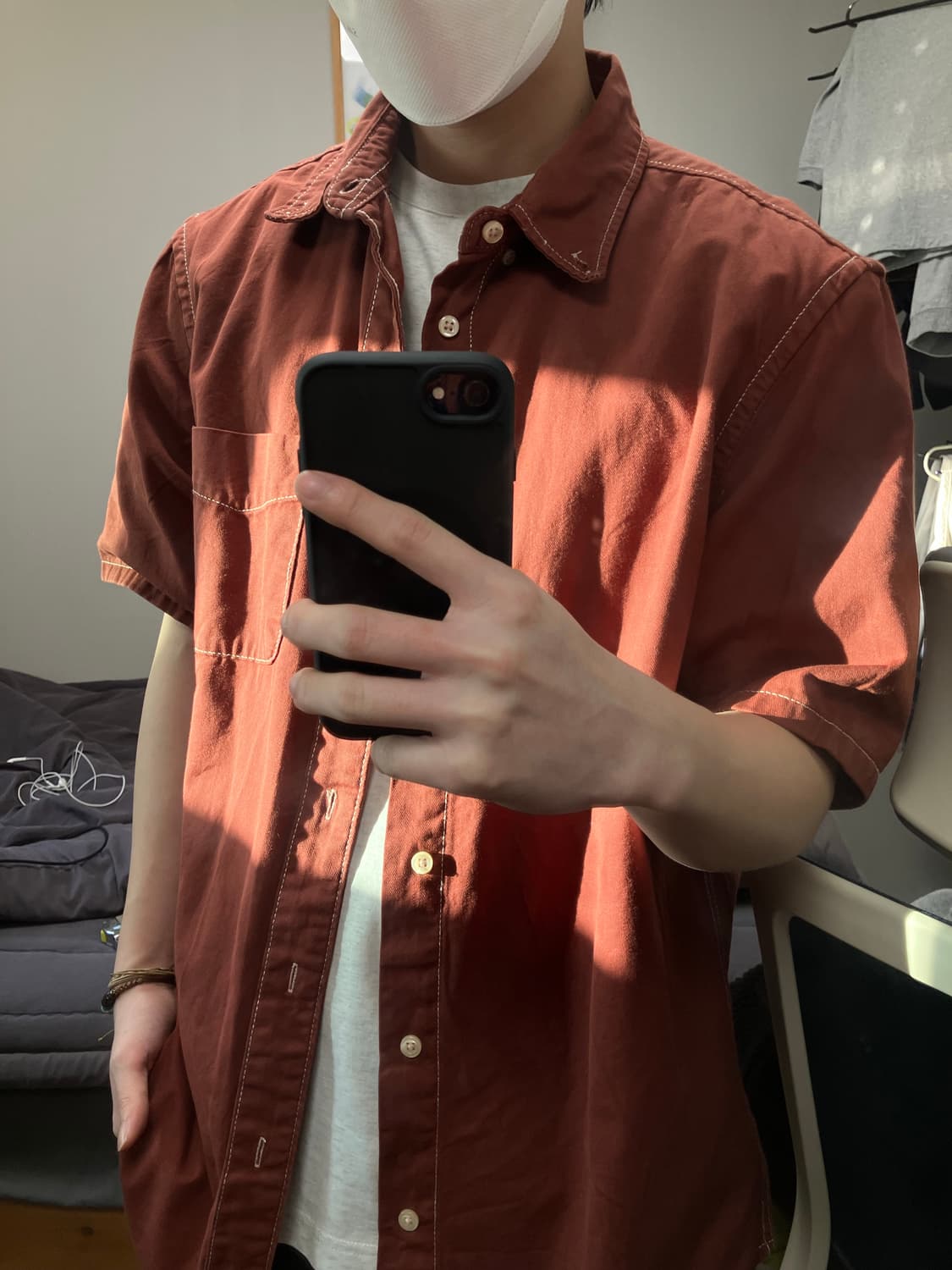 ZARA 반팔셔츠 L 버건디 상품이미지2