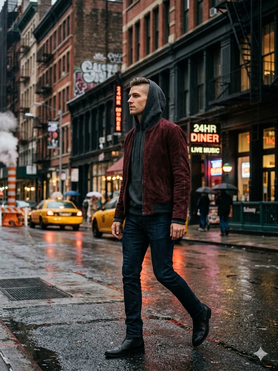 타임옴므 천연 고트 스웨이드 자켓 (100사이즈) - 와인 상품이미지1