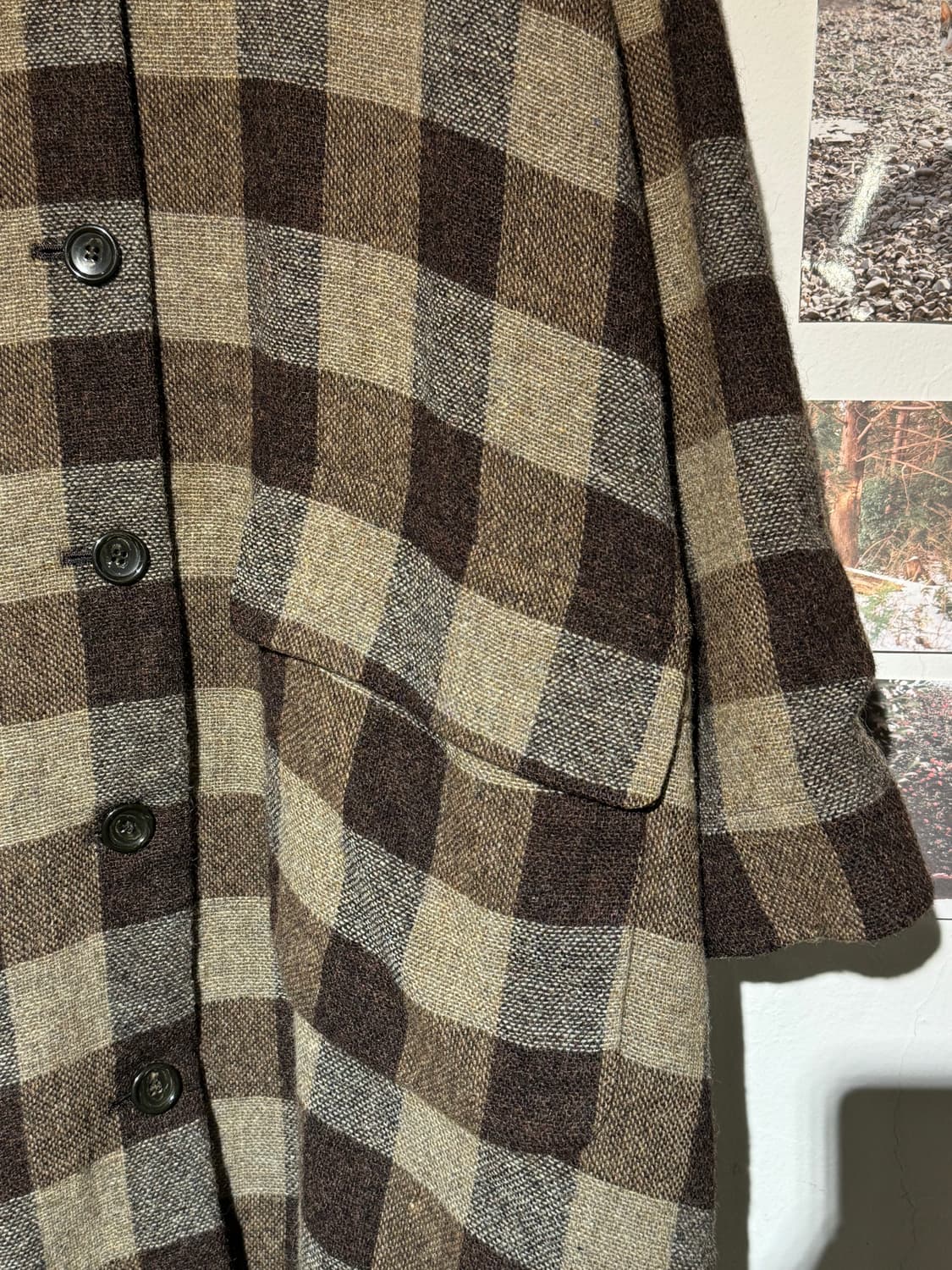 울 후드 체크 코트 상품이미지5