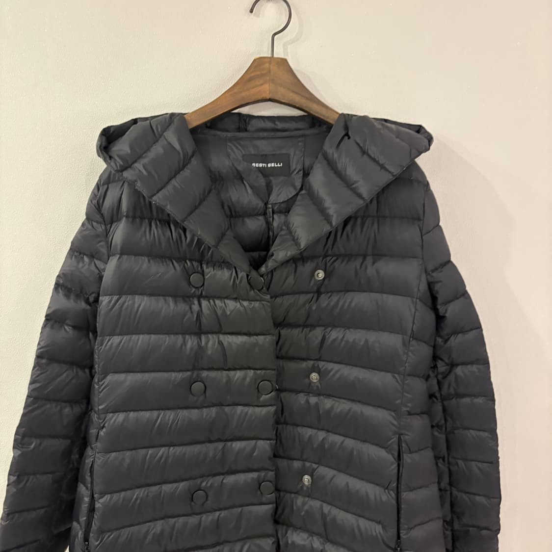 베스띠벨리 블랙 후드 롱 패딩 코트 55 상품이미지3