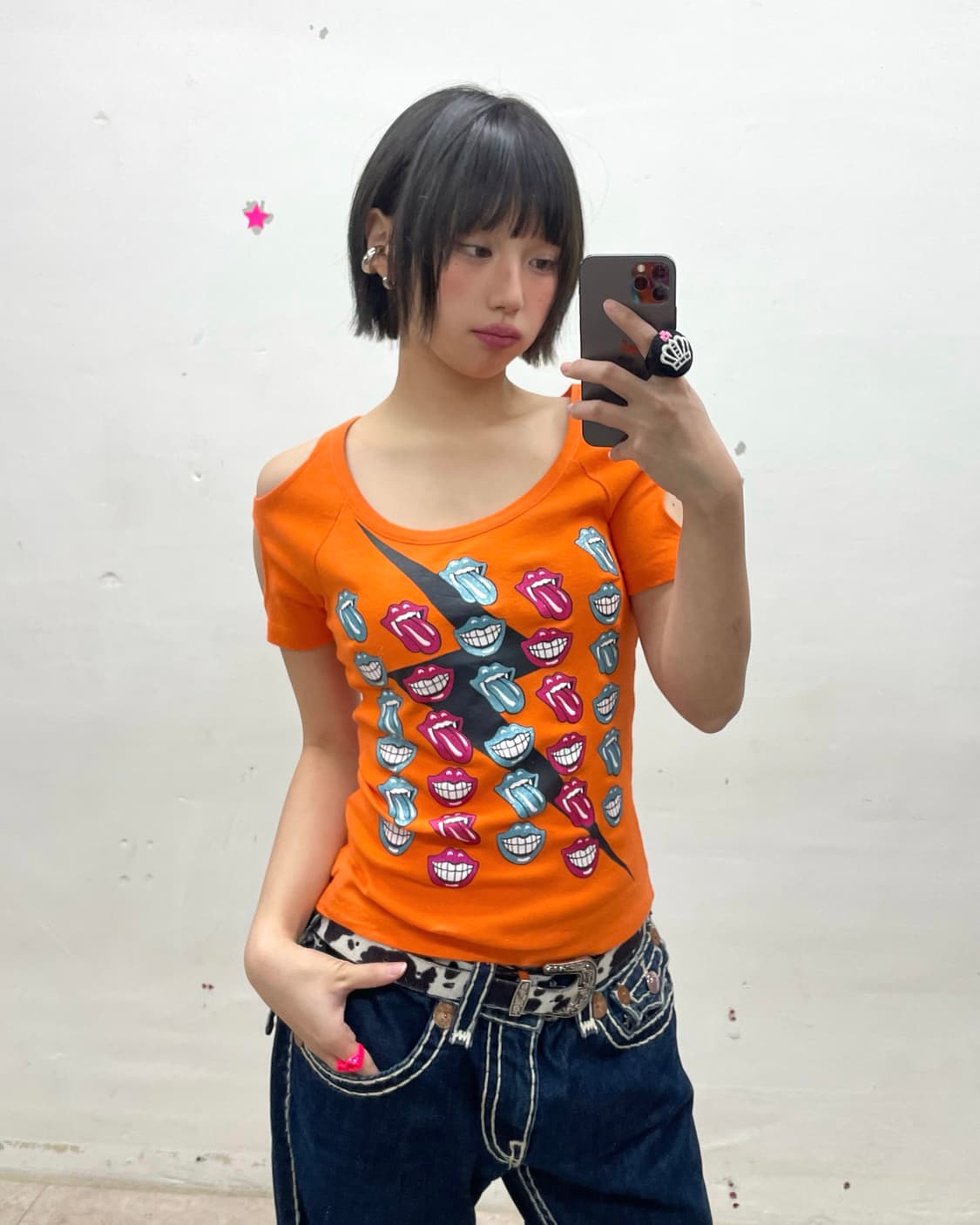 Rolling Stones Lightning Lip Orange T 상품이미지1