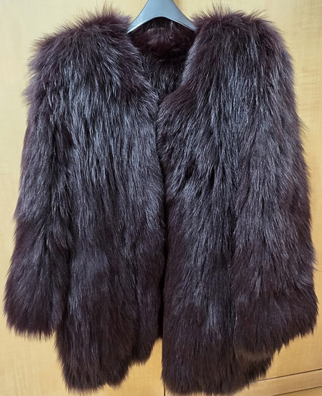 딥버건디 칼라 리얼 폭스퍼 니팅자켓/free사이즈 상품이미지1