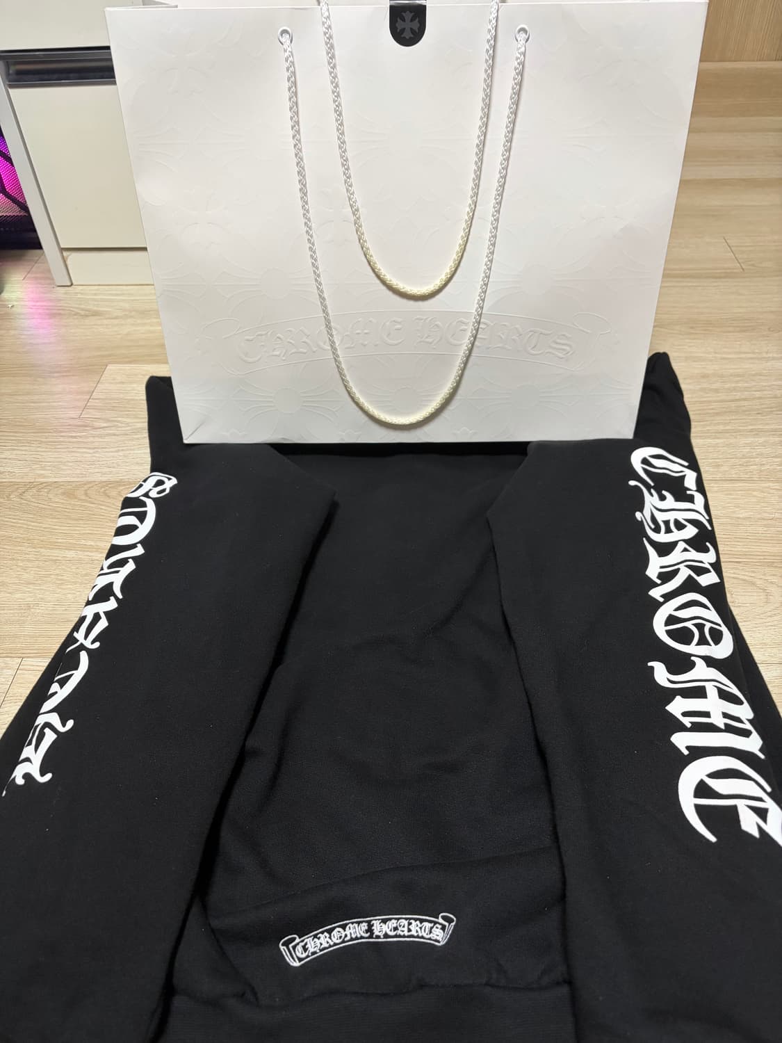 크롬하츠 버티컬 롱 플리스 집업 후드 상품이미지4