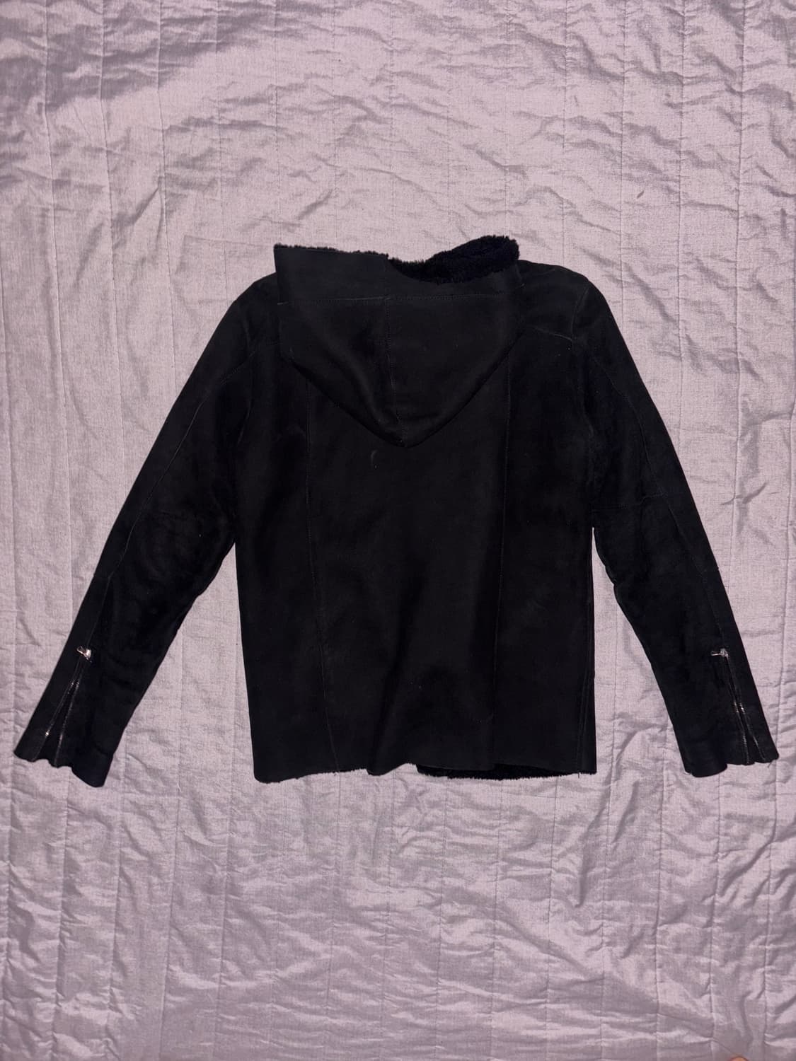 브라토비치 사선 후드 퍼 레더자켓 상품이미지2