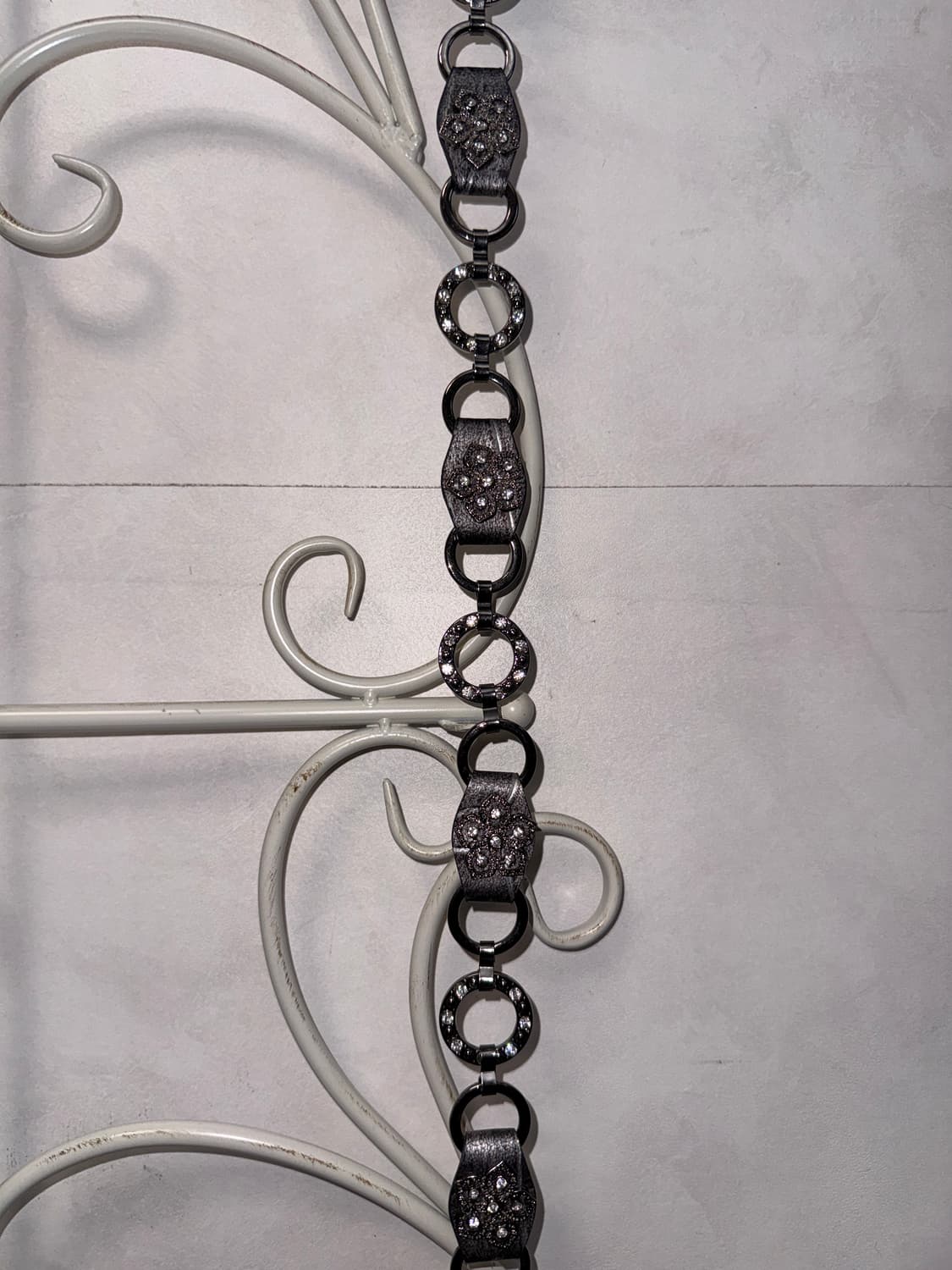 Black oriental flower cubic chain belt  상품이미지6