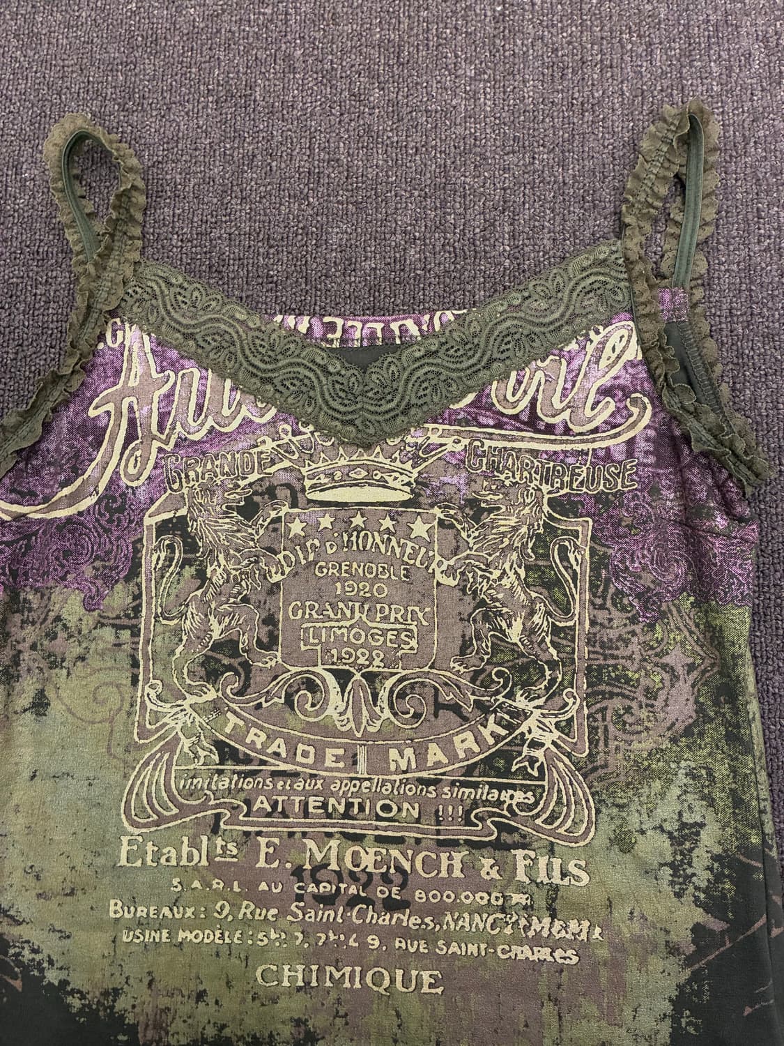 2)Japanese vintage 여성 y2k 레이스 카키색 슬리브리스 상품이미지3