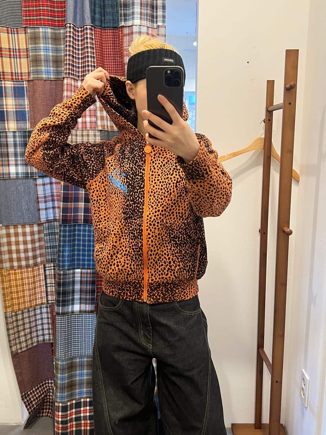 히스테릭글래머 오렌지 호피 스타 후드집업 상품이미지2