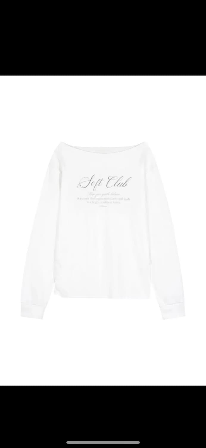 클리시어 소프트클럽 원숄더 스웻셔츠 화이트 상품이미지1