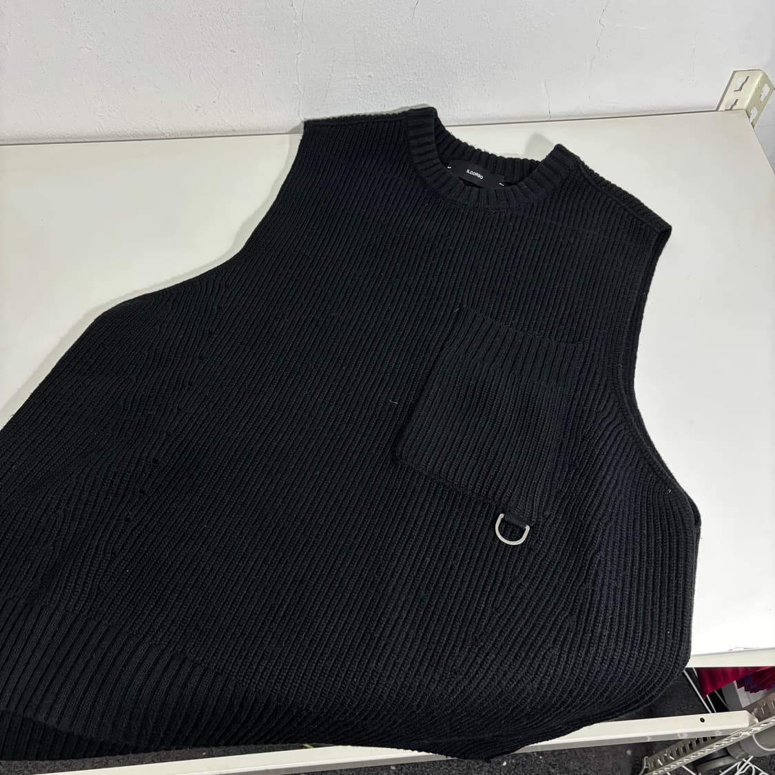 L 100 일꼬르소 블랙 울 케이블니트 베스트 상품이미지1