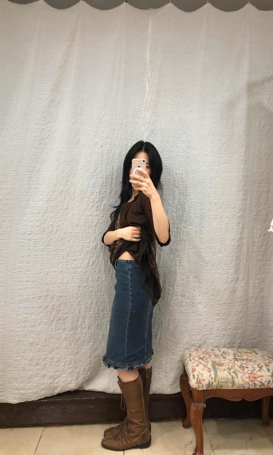 blue echo frill midi skirt 상품이미지4