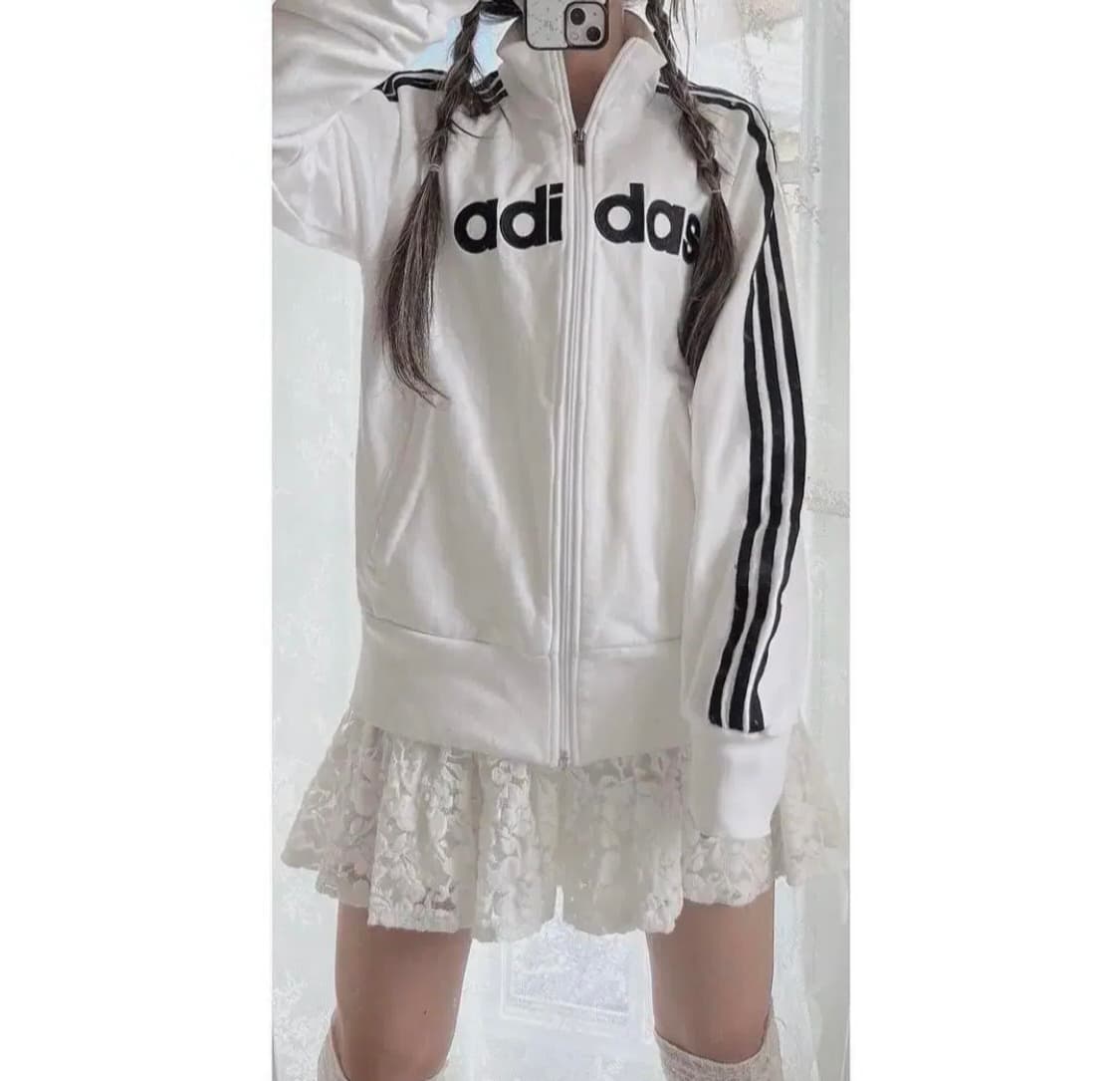 빈티지 아디다스 화이트 집업 상품이미지1