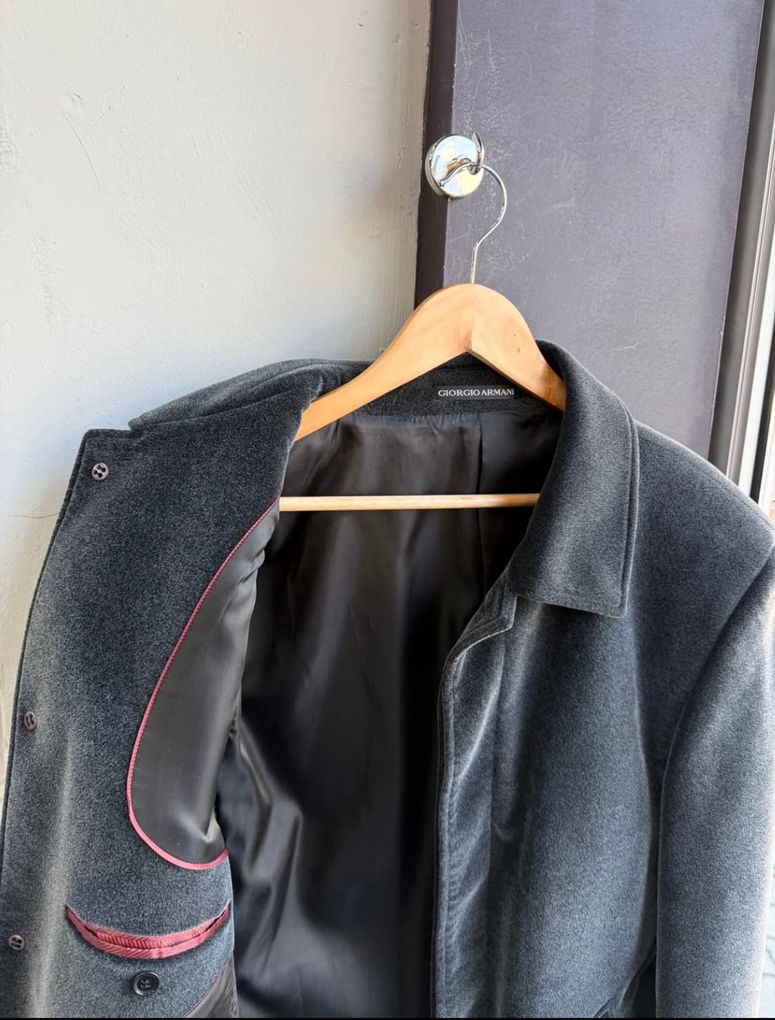 90s 아르마니 벨벳 울 코트 자켓 상품이미지5