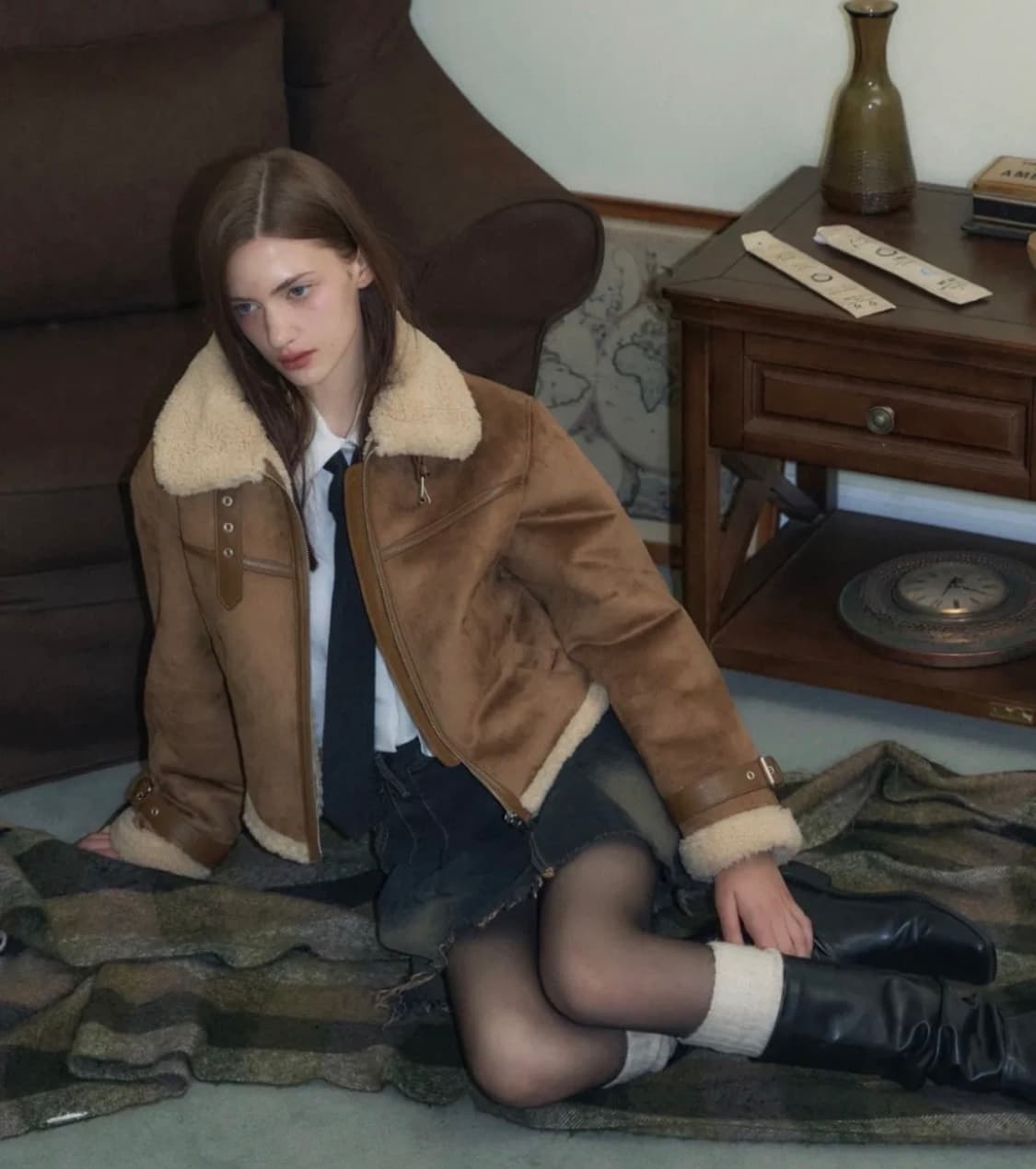 레더리 오블리크 스웨이드 무스탕 자켓 상품이미지2