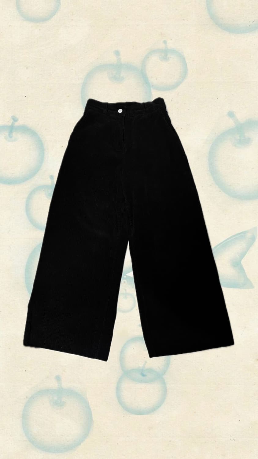 블랙 코듀로이 와이드 팬츠 상품이미지2