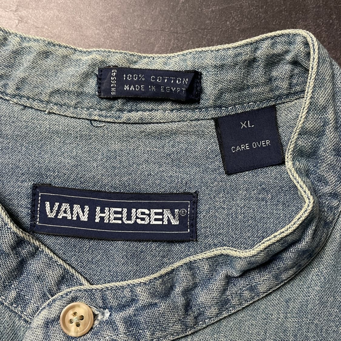 VANHEUSEN 빈티지 코튼 밴드카라 데님 셔츠 A00632 상품이미지10
