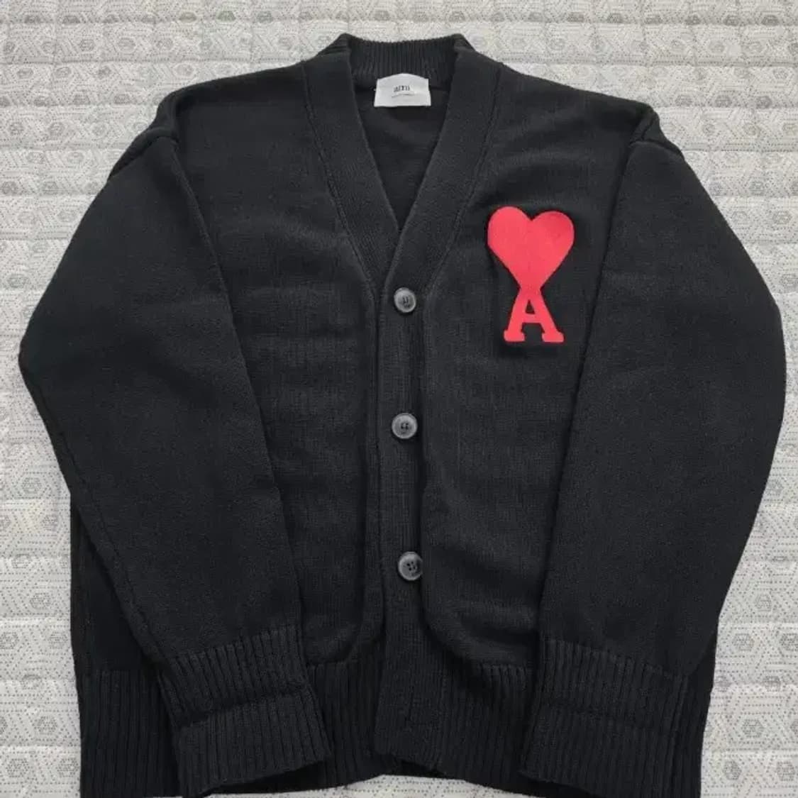 아미 빅 하트 로고 가디건 블랙 100 상품이미지1