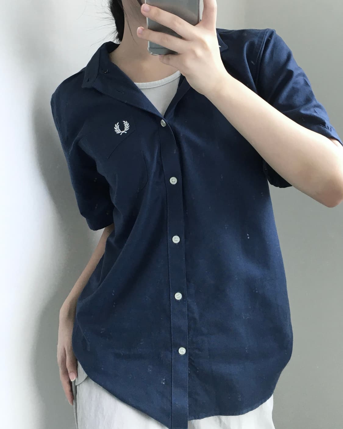 Fredperry 프레드페리 네이비 반팔 셔츠 상품이미지2