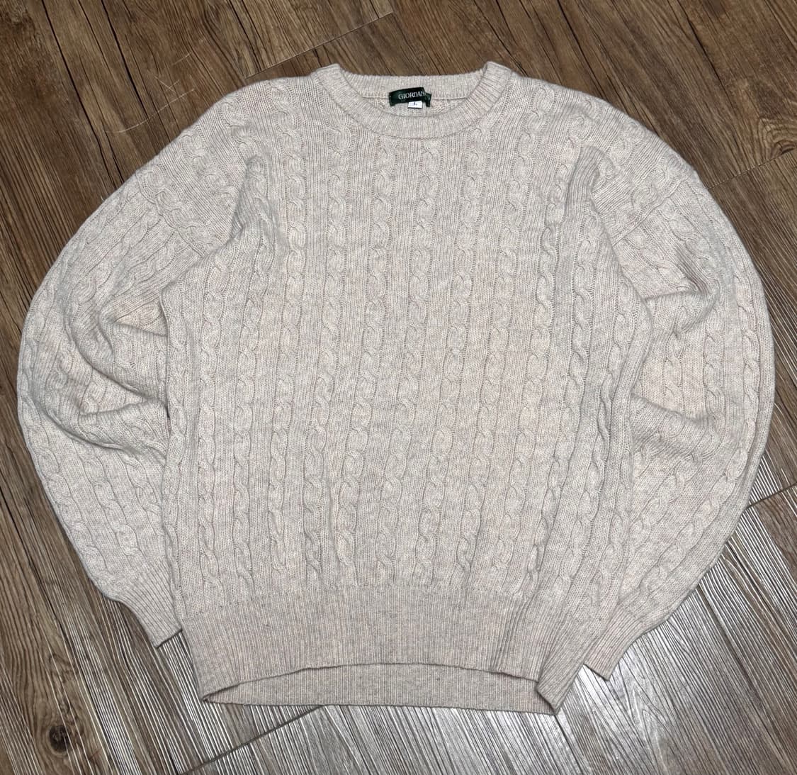 지오다노 아이보리 핑크 케이블 모 니트 스웨터 상품이미지2