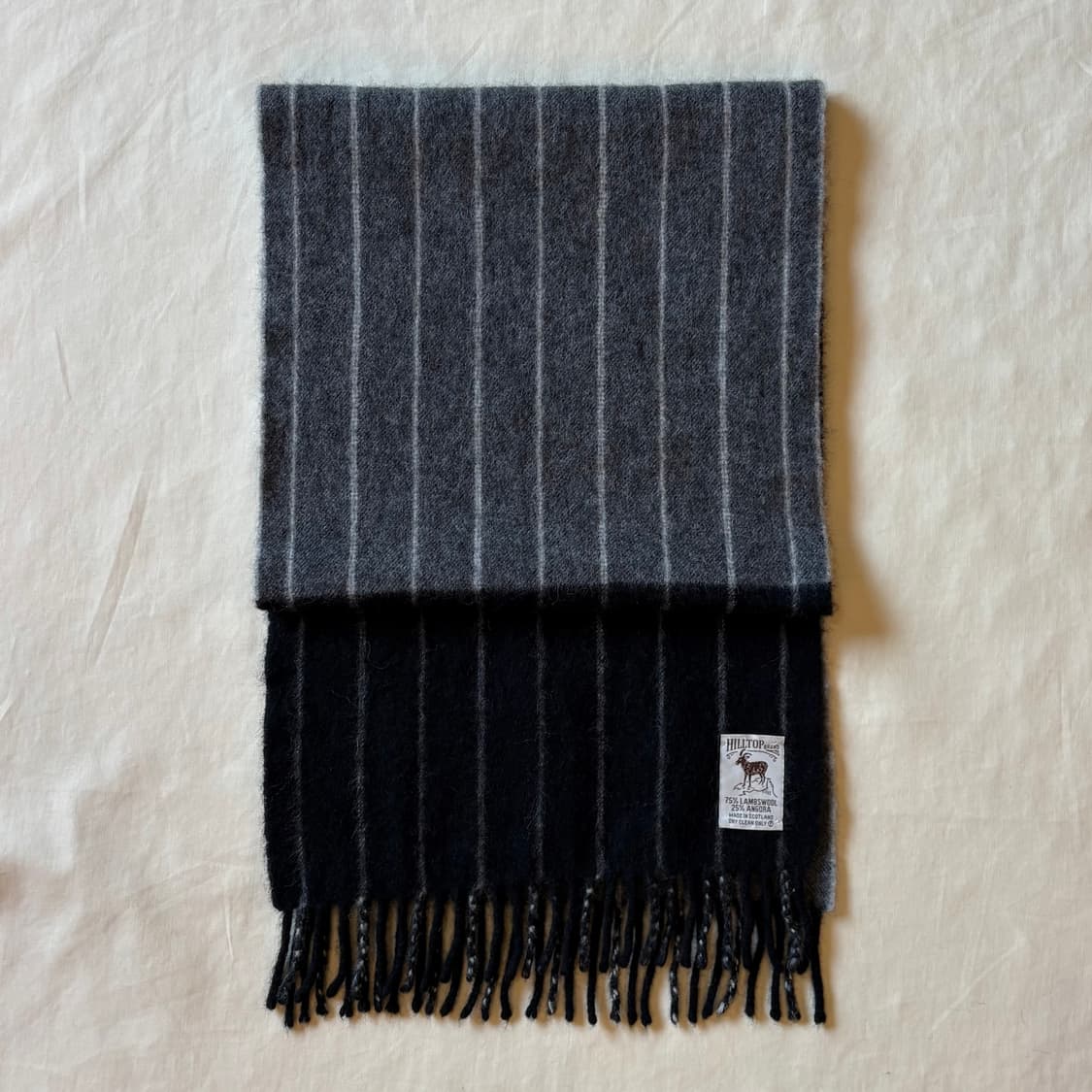 Scotland 울 앙고라 블랙 그레이 스트라이프 머플러 상품이미지1