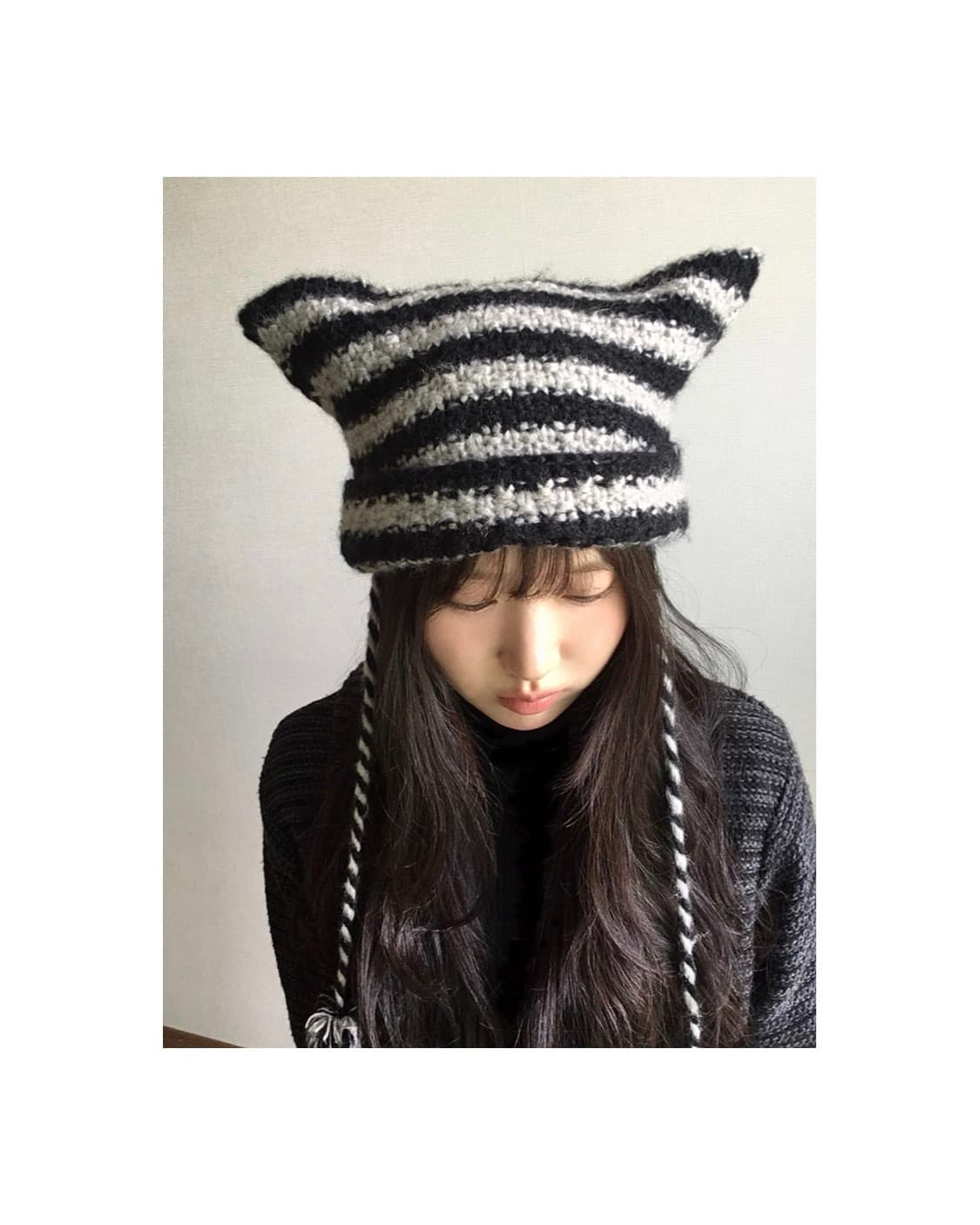 스트라이프 고양이 방울 모자 상품이미지7