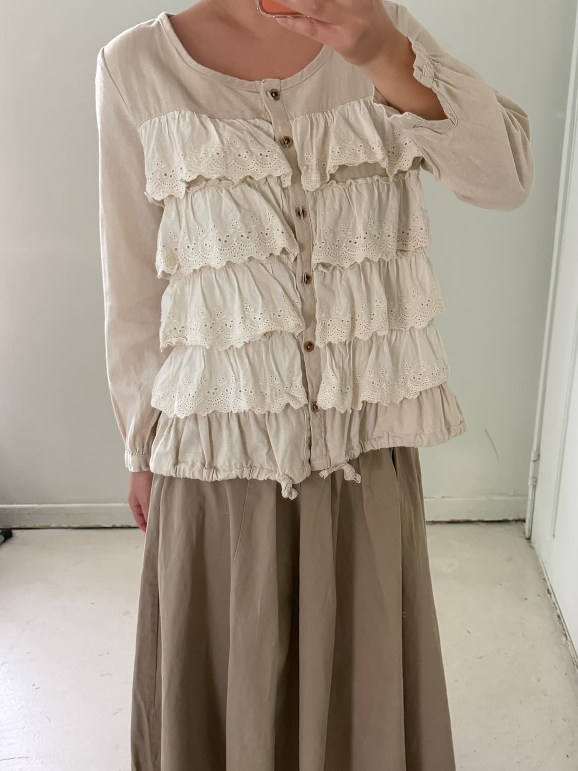 일본빈티지 모리걸 프릴 레이스 블라우스 셔츠 상품이미지2