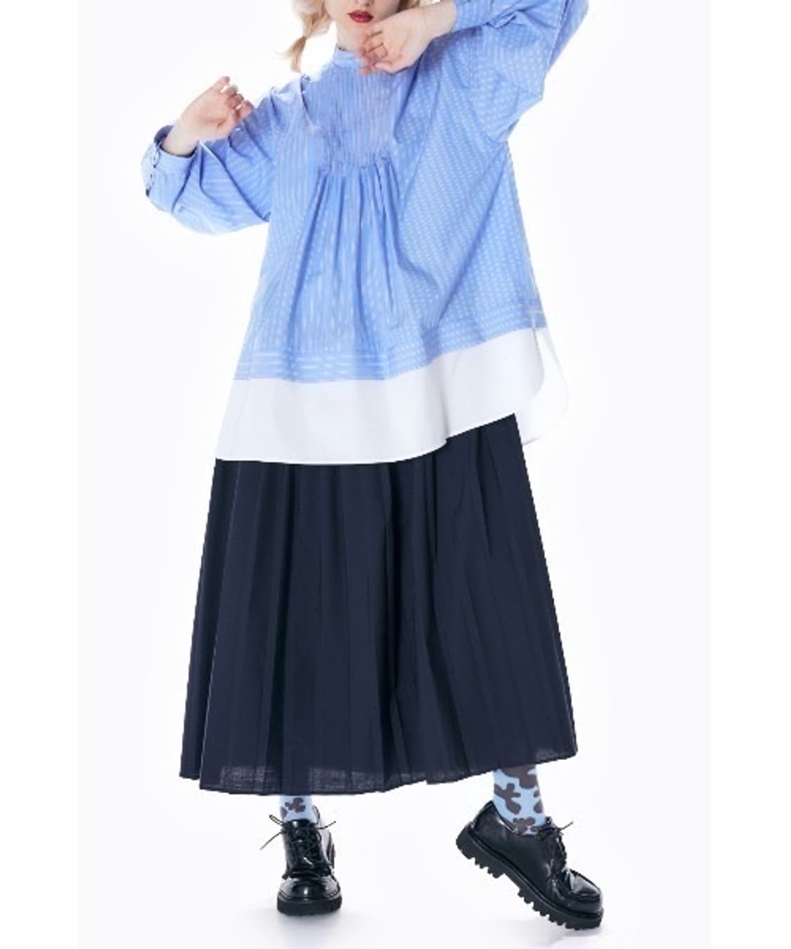 (정품/새상품) ENFOLD 엔폴드 블루 스트라이프 레이어드 드레스 상품이미지4