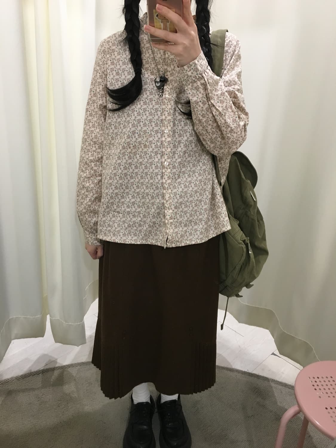 잔꽃 둥카라 셔츠 블라우스 상품이미지2