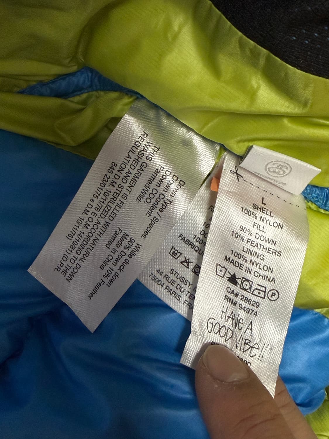 스투시 마이크로 립스탑 다운 패딩 라임 L 상품이미지6