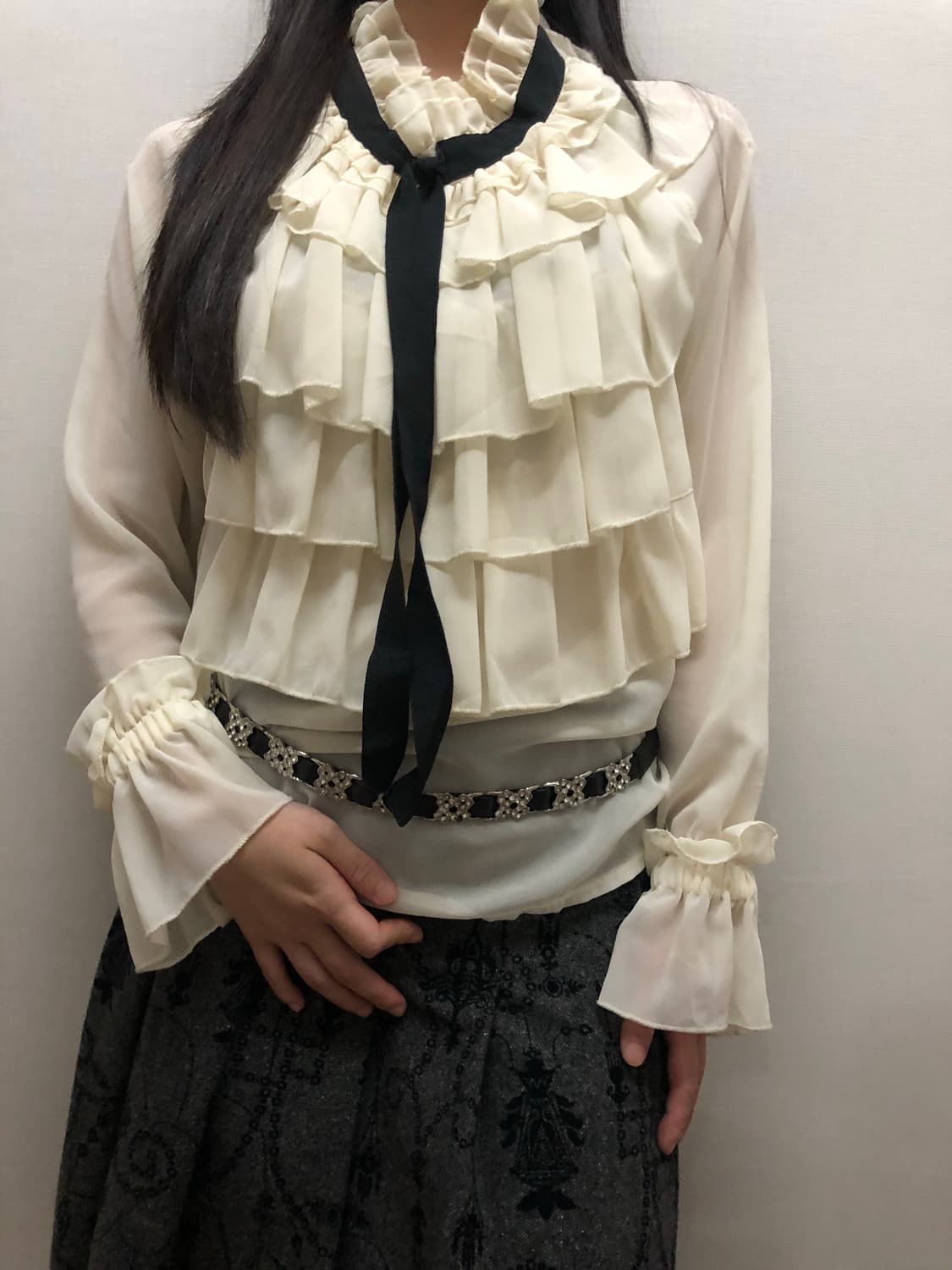 빈티지 화이트 러플 블라우스 상품이미지6