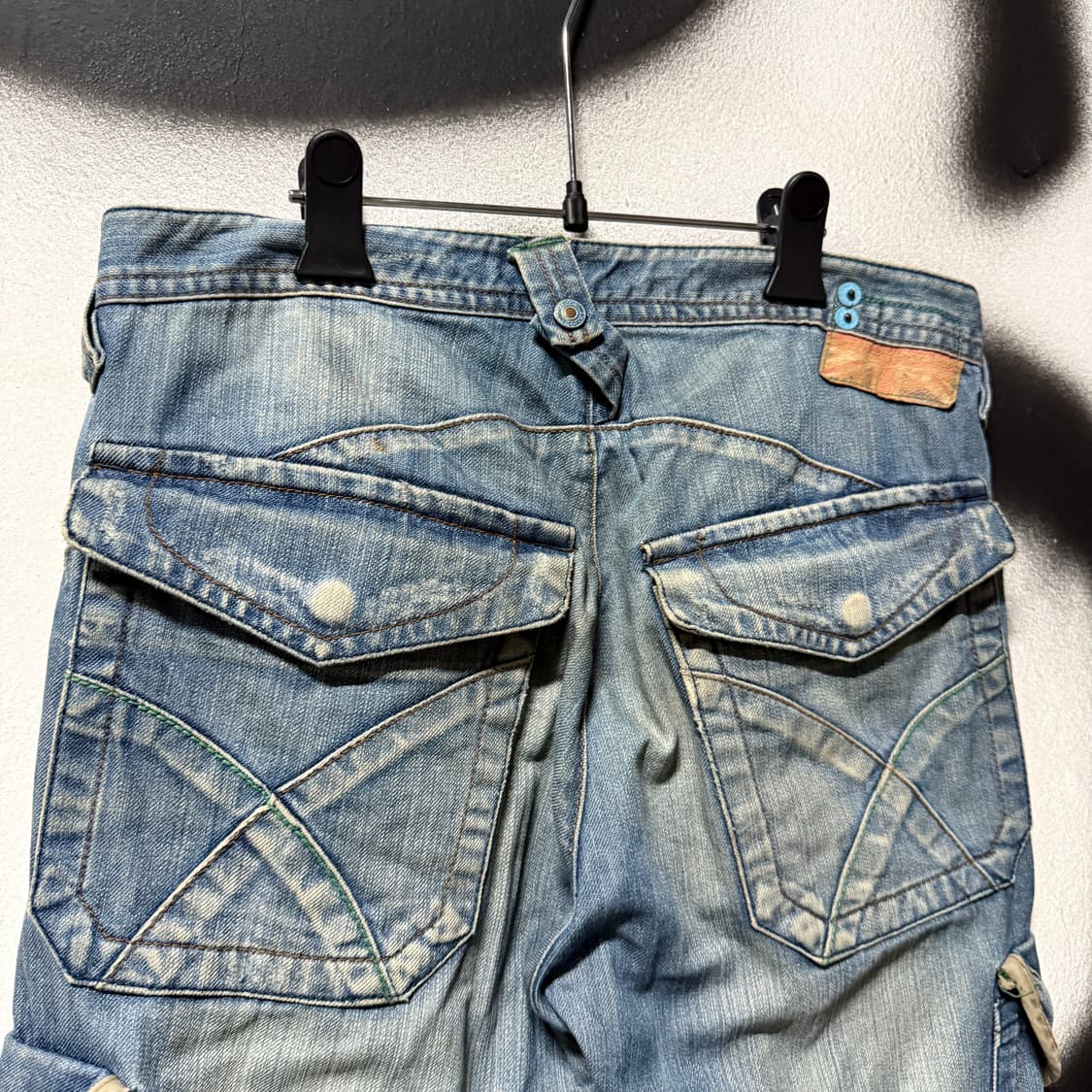 VTG 빈티지 빅사이즈 포켓 디테일 워싱 와이드 카고 데님 팬츠 상품이미지7