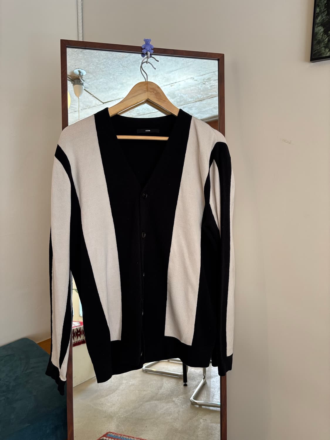 SYSTEM 블랙/화이트 스트라이프 가디건 상품이미지1