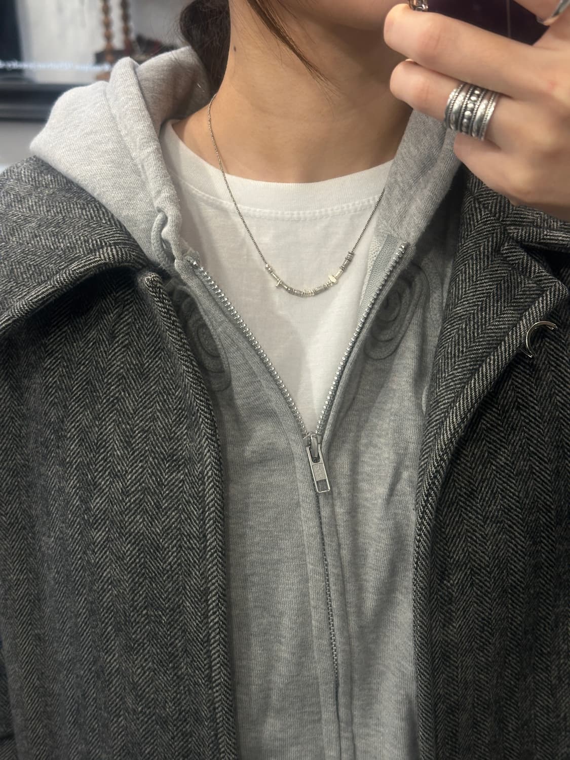 Musta karensilver mix necklace 상품이미지7