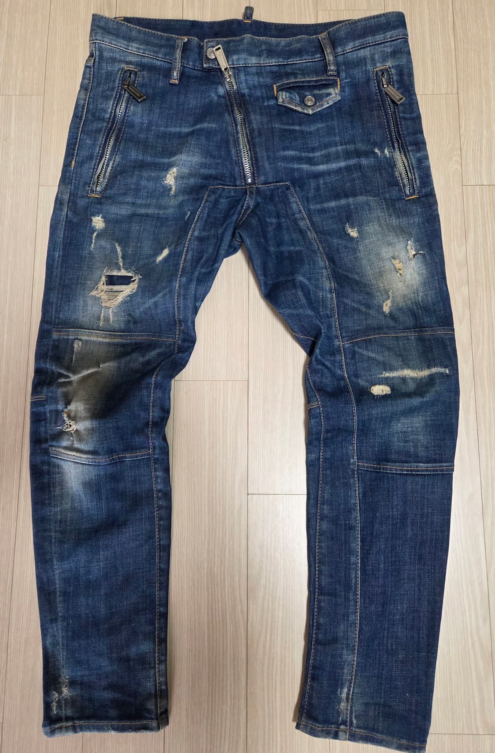 디스퀘어드 레더 바이크 데님팬츠 상품이미지1