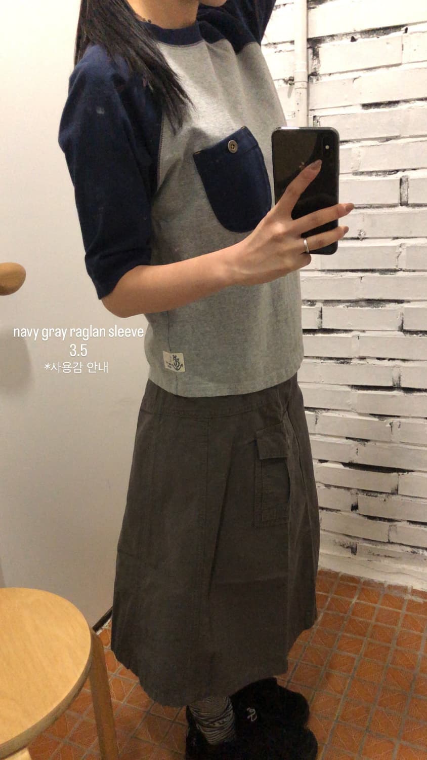 네이비 포켓 레글런 7부 티 상품이미지1