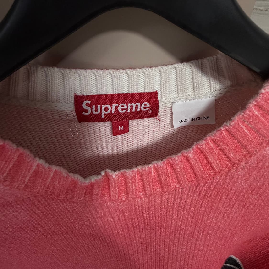 슈프림 워시드 로고 니트 핑크 M 상품이미지3