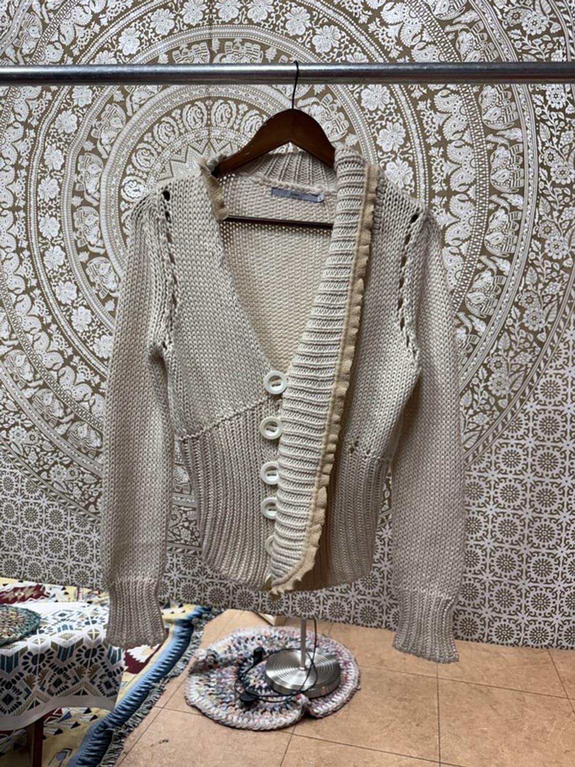 제페니즈 빈티지 언발 숄카라 니트 가디건 상품이미지3