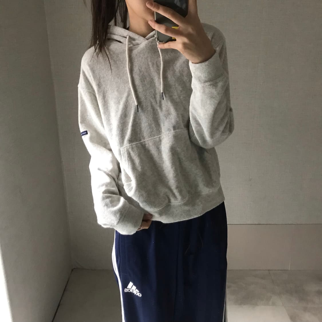 백멜란지 테리 크롭 후드티 상품이미지1