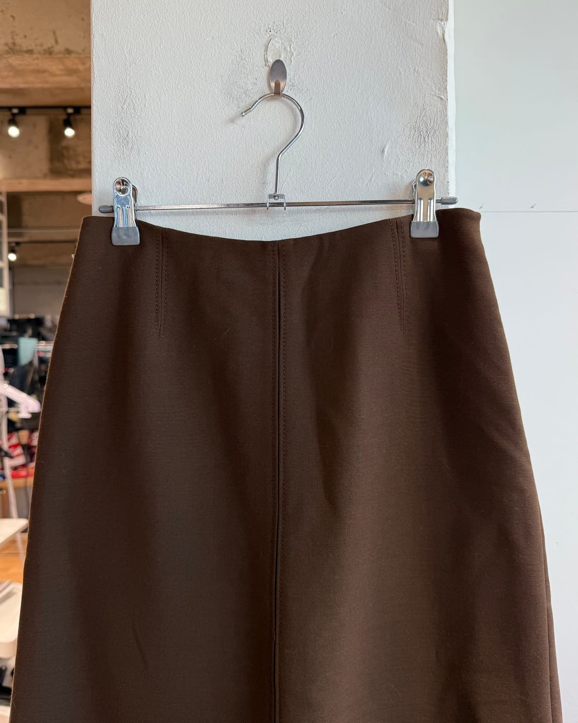 프라다 브라운 울 미디스커트 상품이미지3