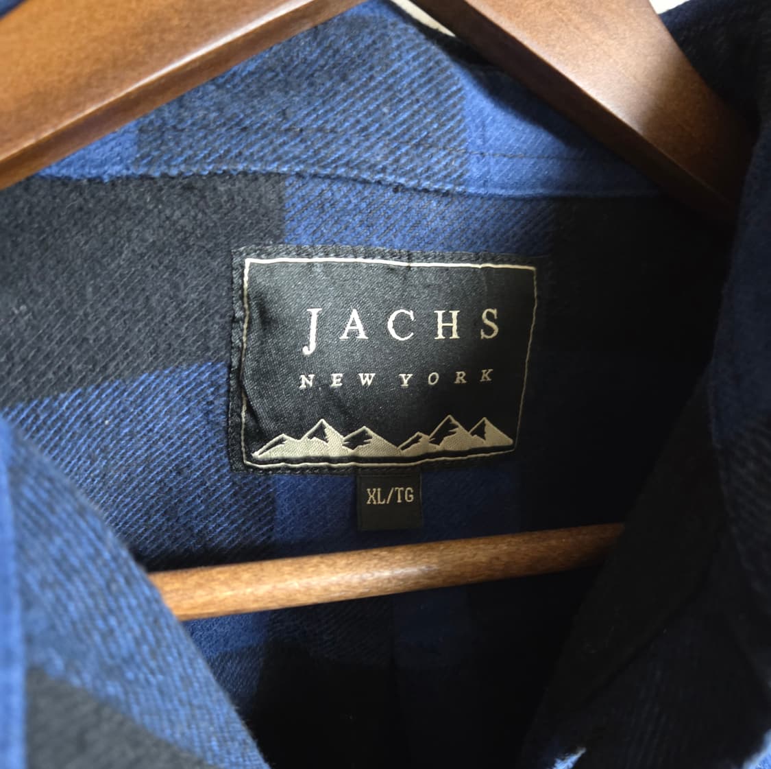 JACHS 코튼 체크 셔츠 남방 블루 블랙 XL 상품이미지2