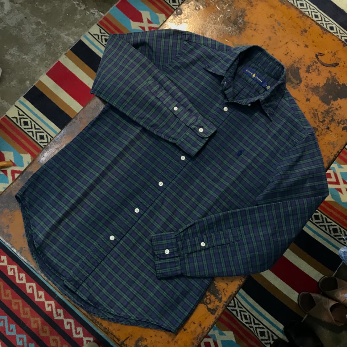 폴로랄프로렌 네이비 그린 체크 옥스포드 셔츠 남성 102 105 상품이미지2