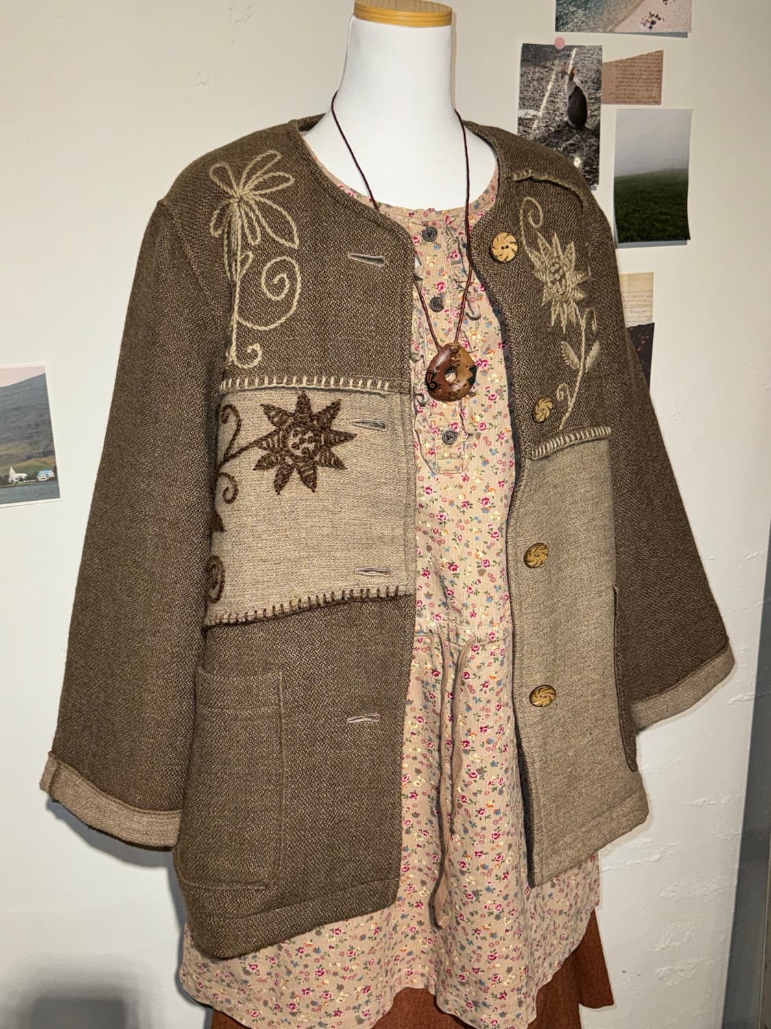 자수 울 패치 자켓 상품이미지2