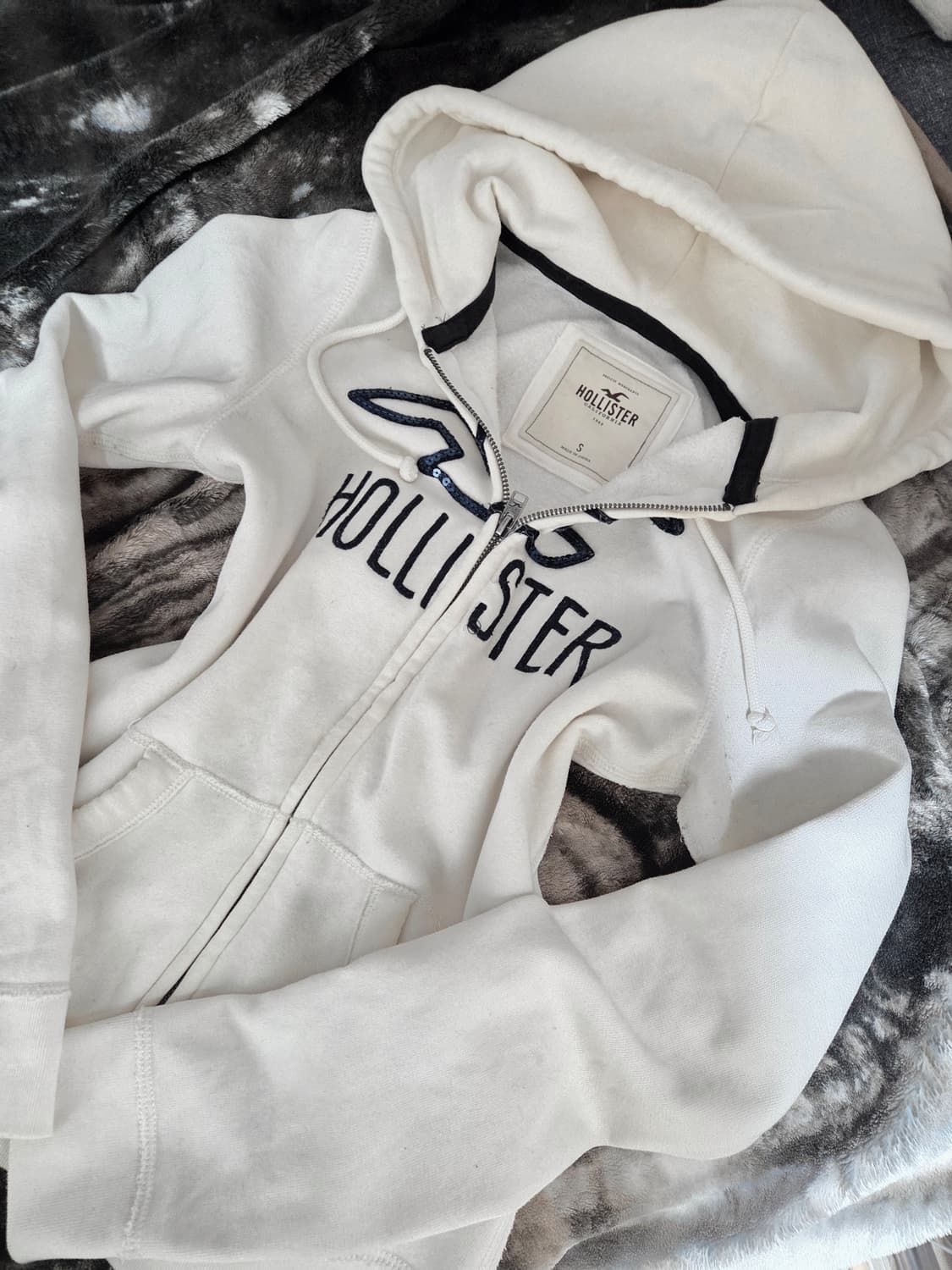 홀리스터 화이트 스팽글 후드집업 S 상품이미지1