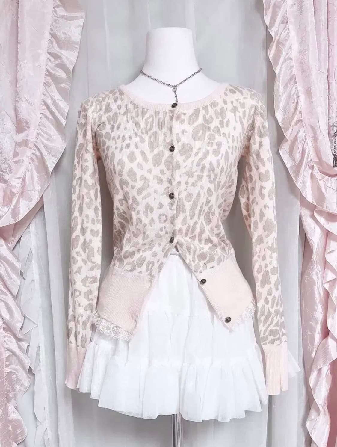 리즈리사 핑크 호피 가디건 상품이미지1