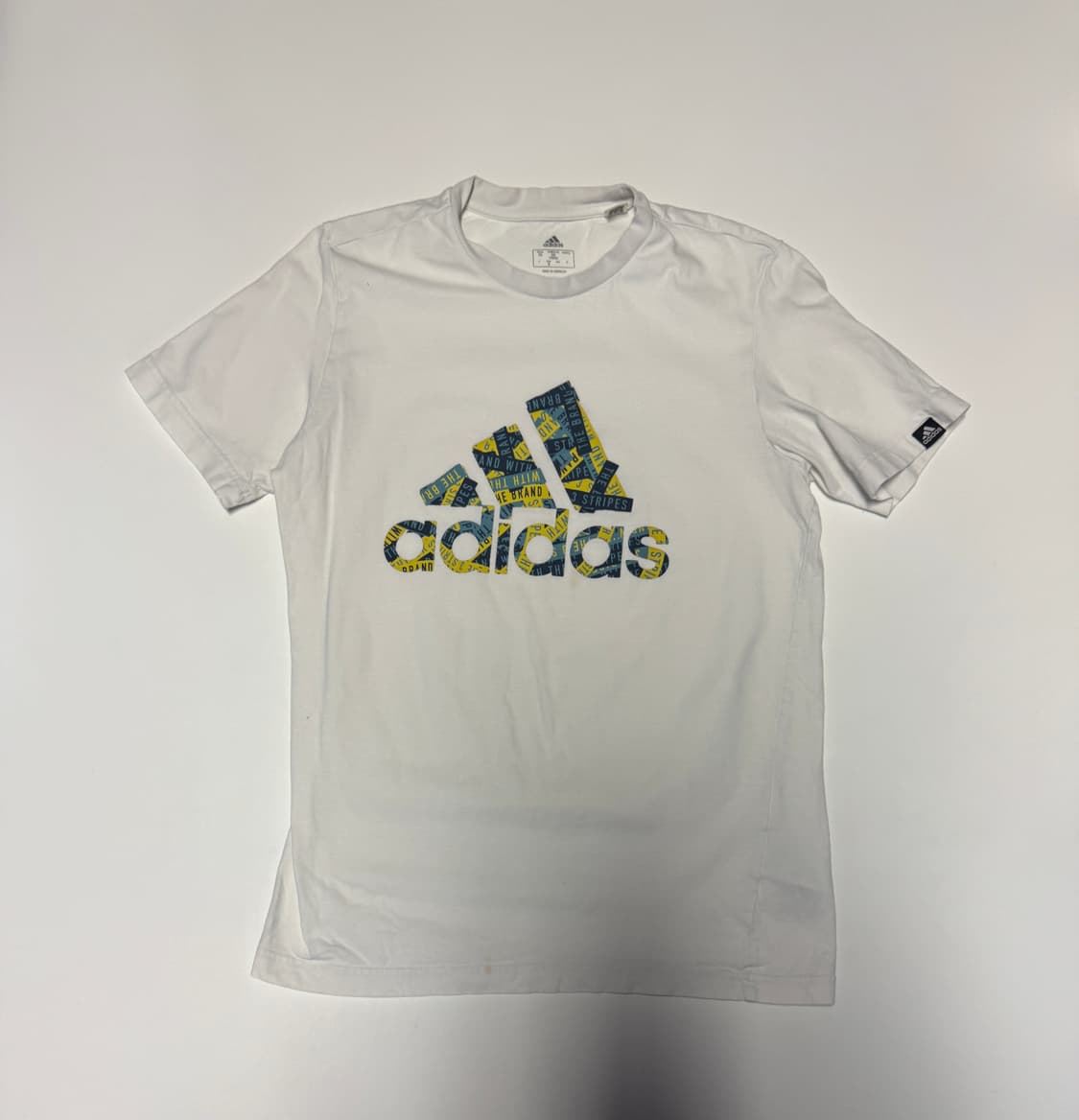 여성 아디다스 테이프 프린팅 빅 로고 반팔 티셔츠 S M 화이트 상품이미지1