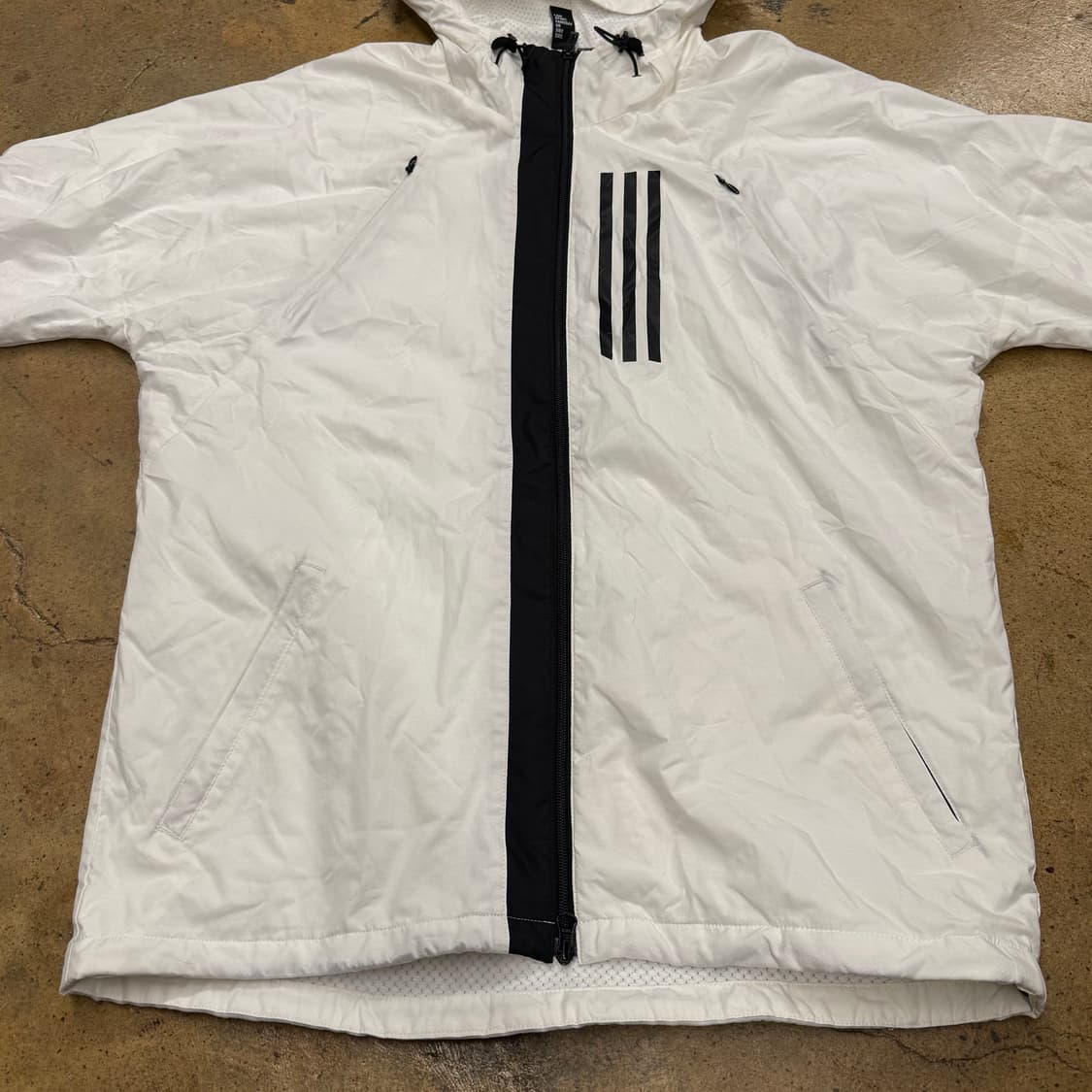 [정품/XL] 아디다스 화이트 바람막이 후드 자켓 b15 상품이미지3