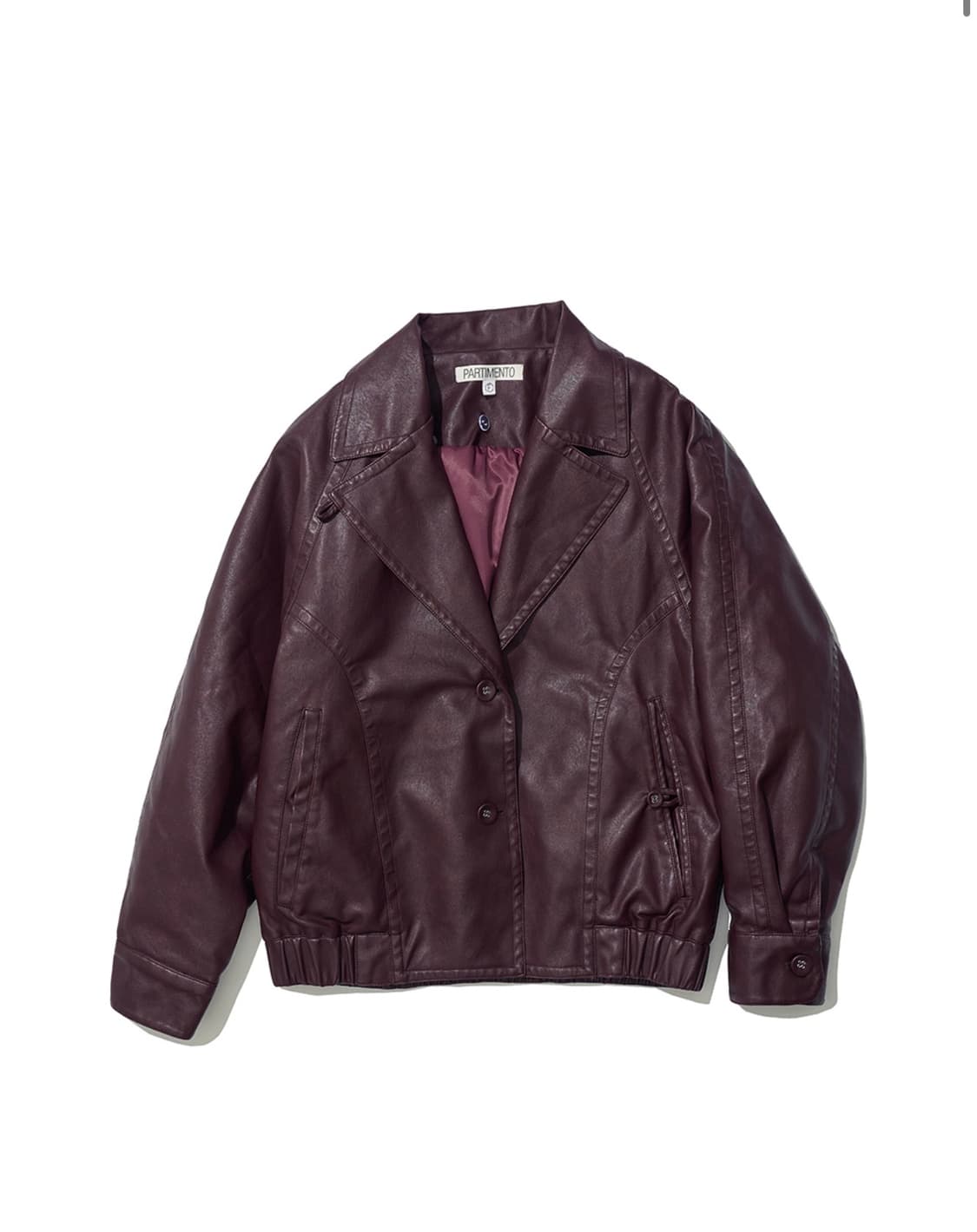 파르티멘토 우먼 투웨이 레더 후디 봄버 자켓 버건디 상품이미지2